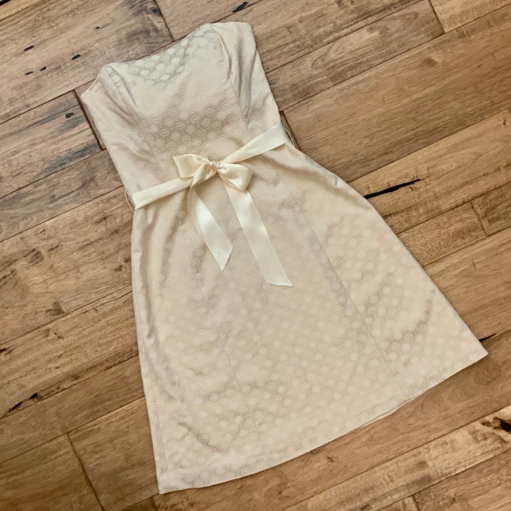WHBM *RARE* Champagne Strapless Dress